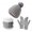 Grey, variant on Koiauber 3Pcs/Set Knitted Scarf Gloves Set Pom Pom Ball Fleece Lining Brimless Hat Touchscreen Gloves Neck Warmer Set