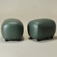 thumbnail image 5 of 23" Wide Faux Leather Upholstered Ottoman Set of 2, Mid-Century Modern Living Room Footrest with Soft Padded Seat, Footstool for Bedroom, Entryway or Living Room, Green, 5 of 9