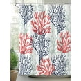 thumbnail image 2 of Fsddascl Red Navy Blue Coral Coastal Shower Curtain Set - 54" x 78" Washable Bathtub Curtain with 12 Hooks, Summer Beach Seaside Nautical Waterproof Fabric Stall Shower Curtains for Bathroom/Bathtub, 2 of 6