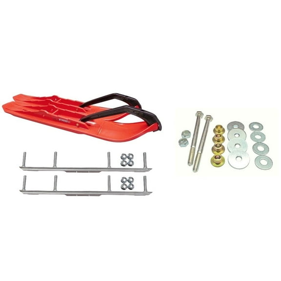 C&A Pro Red XCS Snowmobile Skis w/ 4.5" Shaper Bars Complete Kit Ski-Doo ZX[ADSA]/REV/RT/XPXM 2000 & Newer