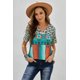 thumbnail image 1 of ABPHQTO Camiseta de mujer con cuello de pico y estampado de sarape de leopardo, 1 of 5