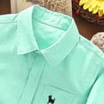 thumbnail image 4 of Boys Button Down Shirt 100% Cotton Long Sleeve, Puppy Embroidered Casual & School Shirt for Kids Kids to Teen, Green, Sizes 3-16 Years,Size 15-16 T, 4 of 7