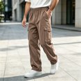 thumbnail image 6 of Aezemi Men Corduroy Cargo Pants Elastic Waist Pull on Loose Fit Comfy Winter Fall Outdoor Hiking Trousers with Pockets Soft Baggy Casual Workout Running Bottoms 3XL, 6 of 7