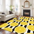 thumbnail image 2 of Yellow Lemon Area Rugs 5'x8', Washable Small Throw Rugs for Classroom Bedroom, Summer Botanical Fruits Black White Stripes Indoor Outdoor Rug Non-Slip Low Pile Carpet Runner Reversible Floor Mats, 2 of 8