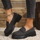 thumbnail image 4 of Xucatan Women's Patent Leather Tassel Loafers, Chunky Sole Slip-On Flat Shoes, Classic British Style Casual Shoes for Women, Plus Size Uniform Shoes Gift, 4 of 8