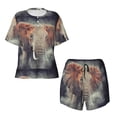 thumbnail image 5 of Wukai Elephant in Smoke Women's Pajama Set,Short-Sleeve Top and Shorts with Elastic Waistband and Pockets for Loungewear, Yoga, and Casual Wear-4X-Large, 5 of 8