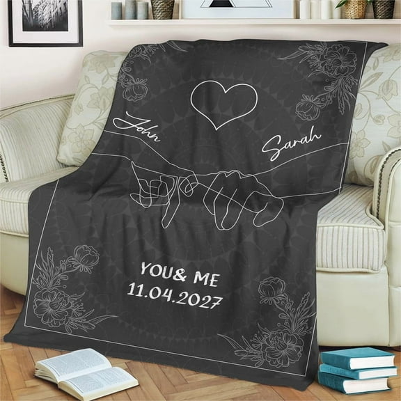 Personalized Couples Blanket with Names and Date – Romantic Custom Throw for Anniversary, Wedding, Valentine’s Day Gift, Christmas Gift
