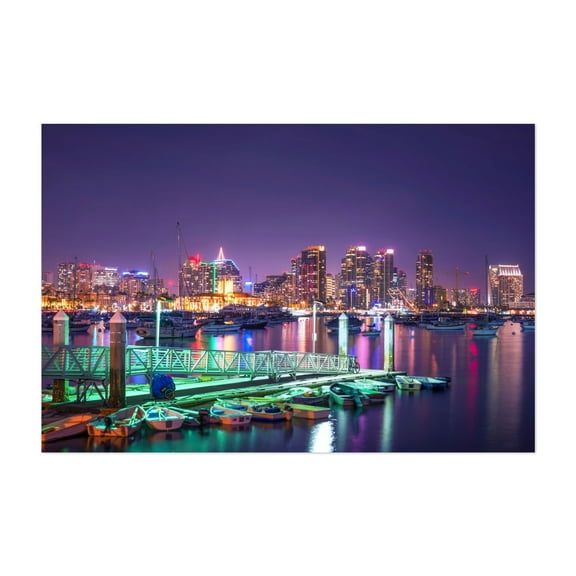 Harbor Lights - San Diego California Photography Unframed Wall Art Print 5 x 7 inches