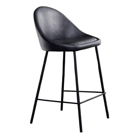 Plata Import Vero Modern 26'' Bar Stool in Black Faux Leather (Set Of 2)