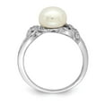 thumbnail image 2 of Sterling Silver Rh-plated 8-9mm White FW Cultured Pearl CZ Ring, 2 of 6
