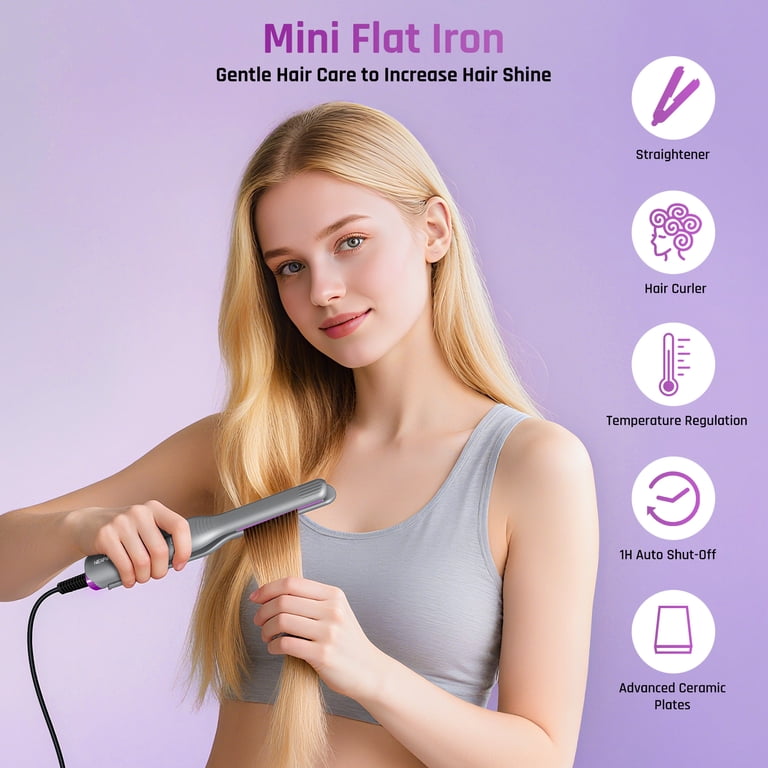 NEXPURE, Mini Flat Iron, 1/2 inch Ceramic Pencil Flat Iron, Purple