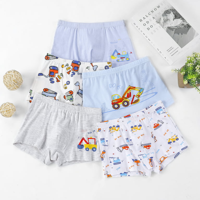 CM-Kid Toddler Boy Excavator Underwear Cotton Underpants 5 Pack Boxer Briefs  4T 
