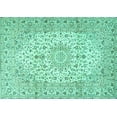thumbnail image 1 of Ahgly Company Machine Washable Indoor Rectangle Medallion Turquoise Blue Traditional Area Rugs, 7' x 10', 1 of 4