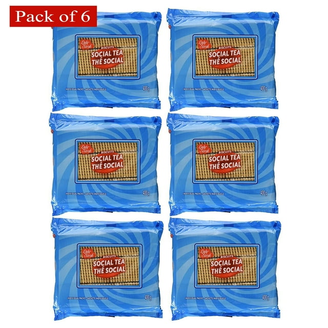 Lady Sarah Social Tea Biscuits, Tea Cookies Family Pack, 400g (Pack of 6)