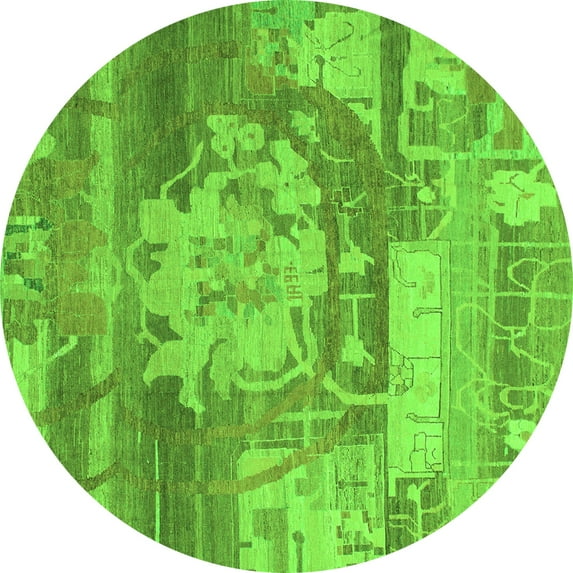 Ahgly Company Indoor Round Abstract Green Modern Area Rugs, 8' Round