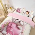 thumbnail image 3 of Homewish Cute Maltese Animal Twin Duvet Cover,Pink Bow Heart Twin Bedding,Daisy Floral Decor,Pink Reversible,2-Piece,1 Duvet Cover and 1 Pillowcase, 3 of 6