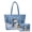 Blue Snowman, variant on Christmas Tree Quilted Tote Bag with Matching Pouch 2 Piece Set Bow Puffy Handbag for Women Large Capacity for Daily Use, Shopping, Travel Carry, Work Commute