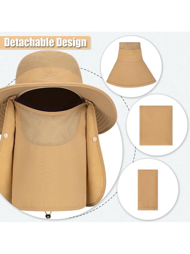 TAGVO Wide Brim Sun Hat with Detachable Neck Face Flap  display picture 2