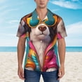 thumbnail image 2 of Fotbe Colorful Sunglasses Dog Hawaiian Shirt for Men Unisex Summer Beach Casual Short Sleeve Cotton Linen Button Down Shirts-Small, 2 of 5