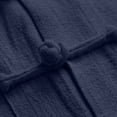thumbnail image 4 of Ceisia Men's Solid Color Long Sleeve Stand Collar Chinese Knot Button Linen Blend Breathable Double Pocket Casual Shirt Navy XXXXL Gifts, 4 of 7