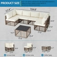 thumbnail image 6 of 7 Pieces Wicker Outdoor Patio Furniture Set, Adjustable Backrest Sectional Conversation Sofa Set with Thick Cushions and Coffee Table, All Weather Rattan Patio Couch for Garden Deck Backyard, 6 of 8