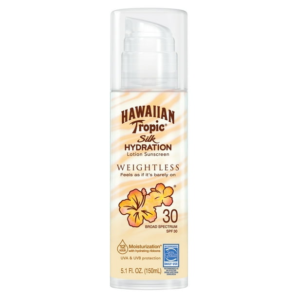 Hawaiian Tropic Silk Hydration Weightless Lotion Sunscreen SPF 30, 5.1 oz