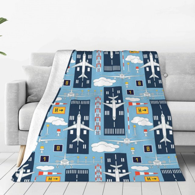 Balery Airplanes and Aviation Signs Manta de Felpa Suave y Acogedora – Cobija de Franela Aterciopelada para Cama, Lavable y Cálida para Sofá, Mascotas, Transpirable-60"x50"