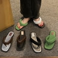 thumbnail image 5 of RotHome Flip Flops Platform Thong Sandals for Women Open Round Toe Comfy Slip on Flats Casual Summer Beach Slide Stone Decor Vacation Party Shoes Wedge Style, 5 of 6