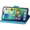 thumbnail image 3 of Compatible with iPhone 14 Case Glitter Bling with Card Holder and Stand Leather Flip Wallet Diamond Butterfly Protective Case for iPhone 14 6.1 inch Crystal Blue, 3 of 14