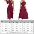 thumbnail image 2 of Vestidos de playa para mujer vestidos casuales con cuello de un hombro para cóctel (rojo vino L) FLhrweasw Para estrenar, 2 of 7