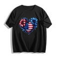 thumbnail image 4 of 2025 Women's Patriotic Sunflower T-Shirt - American Flag & Stars Print | 4th of July Short Sleeve Independence Day Graphic Top, 4 of 5