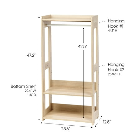 IRIS USA, Compact Wooden Garment Rack with Shelves, Natural - Walmart ...