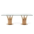 thumbnail image 3 of Modrest Paxton 87" Modern Glass & Steel Dining Table in Clear/Rose Gold, 3 of 5
