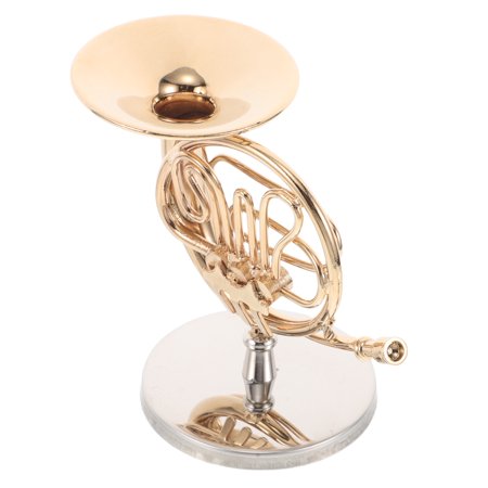 Masteelf Miniature French Horn Model With Case And Stand Delicate Mini House Decor Realistic Miniature Toy For Music Lovers Mini Instrument