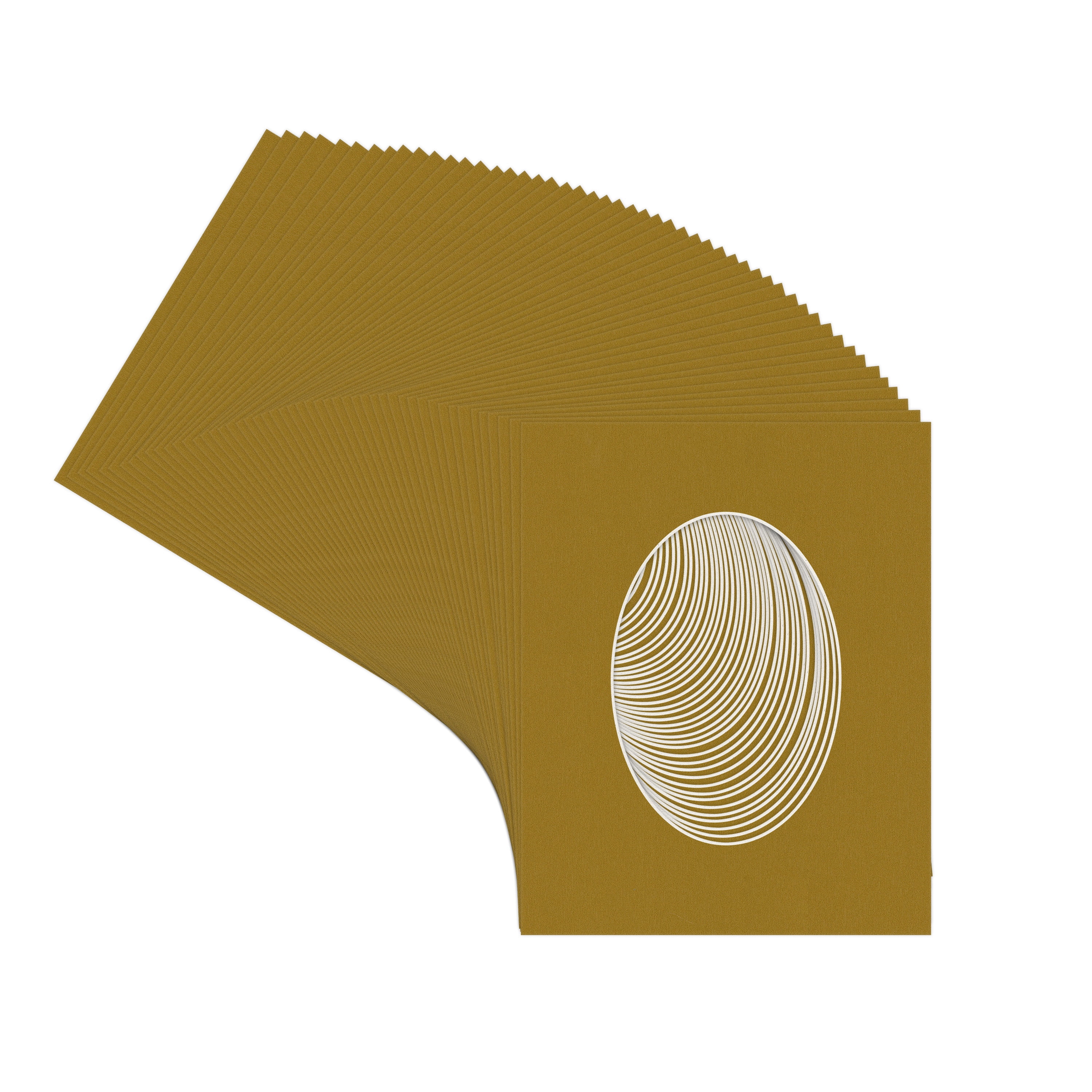 Metallic Gold Picture Frame Mat for 18x24 Frames - Oval Opening for 15x20 Photos - 50 Mats