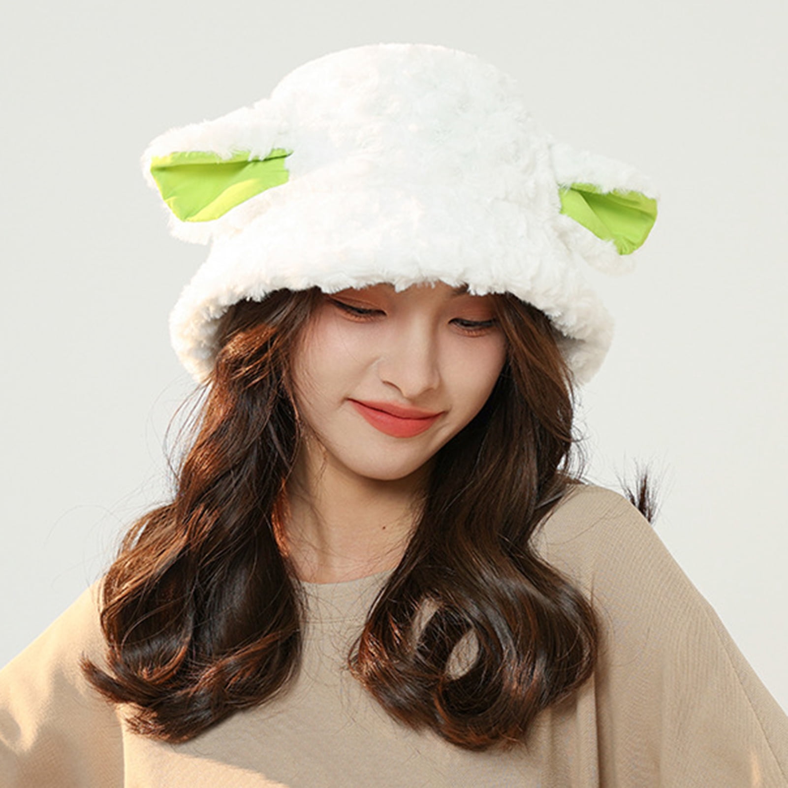 Women Fuzzy Bucket Hats Smile Teddy Style Vintage Cloche  display picture 1