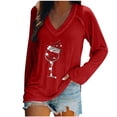 thumbnail image 2 of Pntutb moda mujer manga larga con cuello en v blusa con estampado de Navidad otoño causal pulóver tops Pntutb Pntutb-5268, 2 of 4