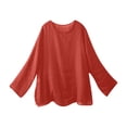thumbnail image 6 of Tops for Women Plus Size Long Sleeved Round Neck Solid Color Pullover Shirt Red,Shirts for Women, 6 of 6