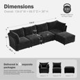 thumbnail image 3 of JULY'S SONG 134.6" Luxury Sectional Sofa Set, Cloud Couch Modular Sectionals for Living Room, Comfy L Shaped Couches and Sofas with Movable Storage Ottoman - Black, 3 of 10