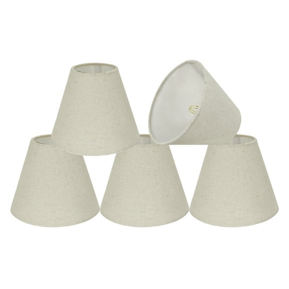 Aspen Creative 32038-5 Small Hardback Empire Shape Chandelier Clip-On Lamp Shade Set (5 Pack), Transitional Design in Oatmeal, 6" bottom width (3" x 6" x 5")