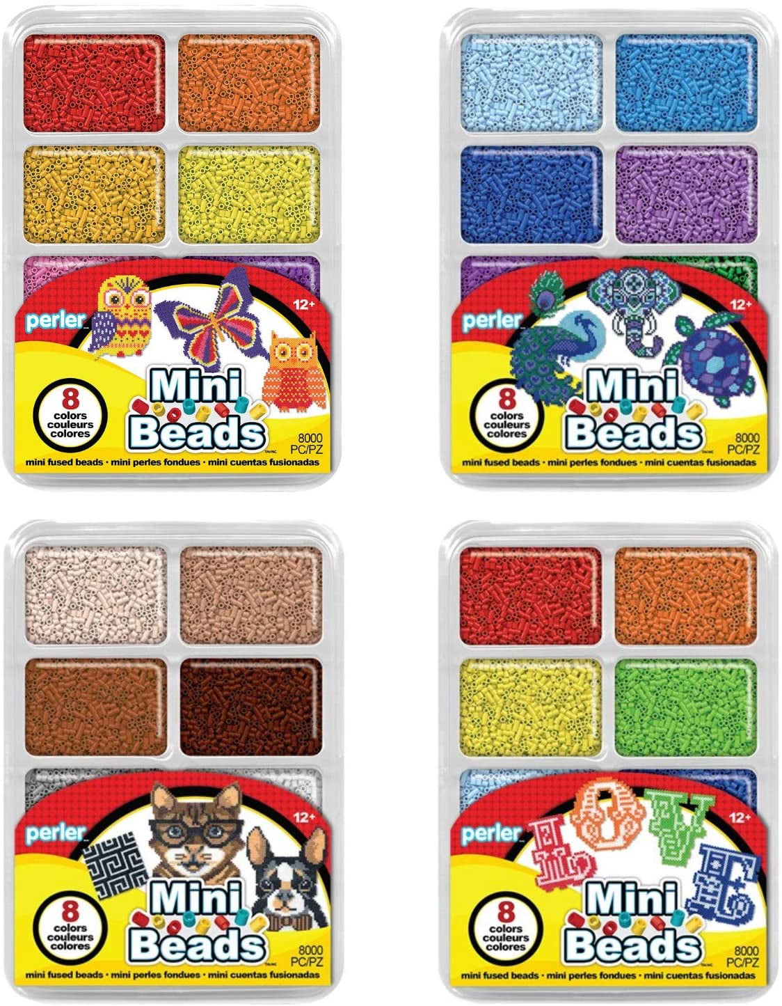 Neutral and Rainbow Tweezers Pedboard Perler Mini Beads Tray Bundle-Warm Cool 