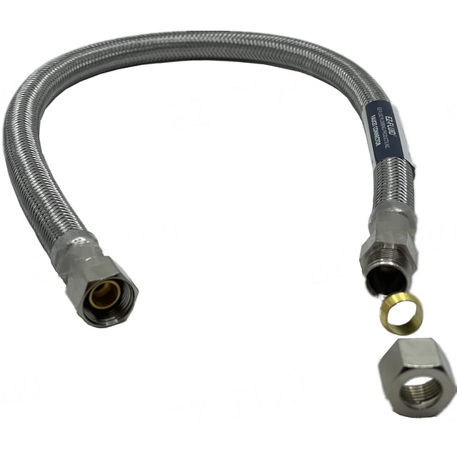 Extensión para grifo EZ-FLUID, manguera trenzada de acero inoxidable de 12"