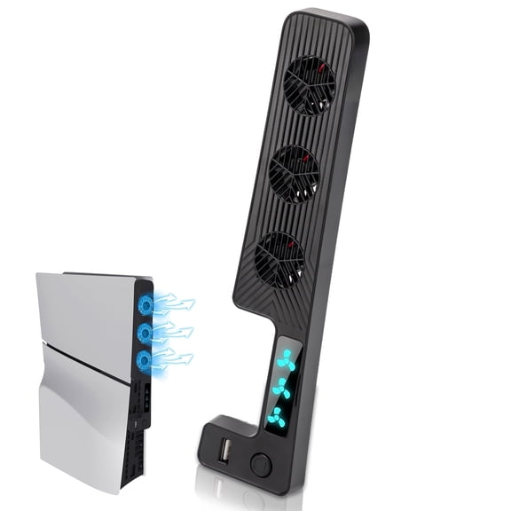 Cooling Fan Fit for PS5 Slim Disc/Digital,Silent Efficient Cooling System for PlayStation 5 with 3-level Fan Speed,USB 2.0 Port
