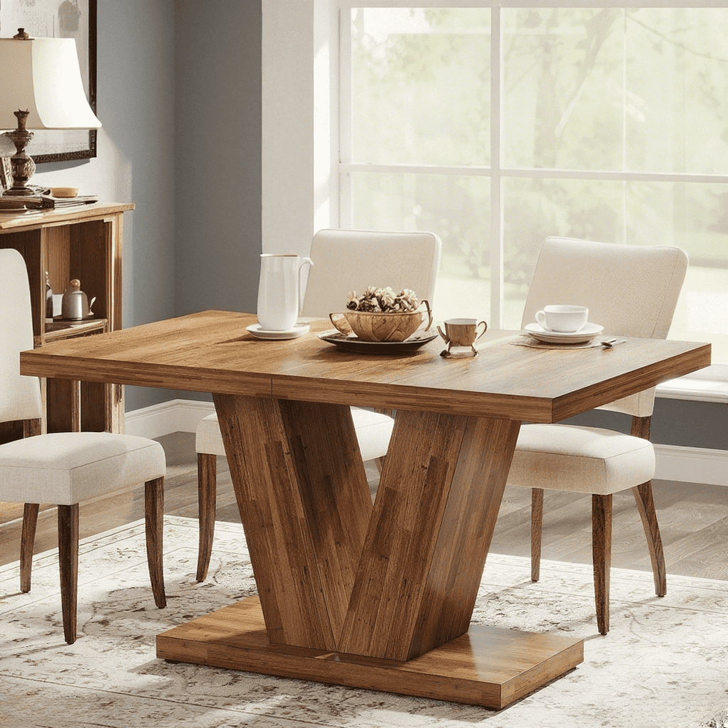Tribesigns 47" Dining Table, Wood Walnut Kitchen Table with Heavy Duty Pedestal for Dining Room