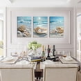 thumbnail image 5 of 3Pcs Coastal Seashell Conch Canvas Wall Art Summer Beach Waves Pictures Wall Decor Blue Beach Ocean Posters Prints Paintings for Bathroom Bedroom Living Room Sea View Room Decoration Prepare to hang, 5 of 6