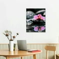 thumbnail image 3 of JEUXUS  Black White Grey Pink Orchids Picture Canvas Prints Beautiful Elegant Flowers Zen Stone Wall Art for Modern Spa Yoga Home Bedroom Office Bathroom Decoration, 3 of 5