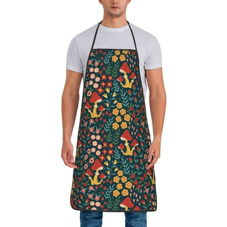 

Matuu Berries and Flowers for Cooking Apron for Men and Women Adjustable Strap and Waist Ties for Baking Cooking Gardening