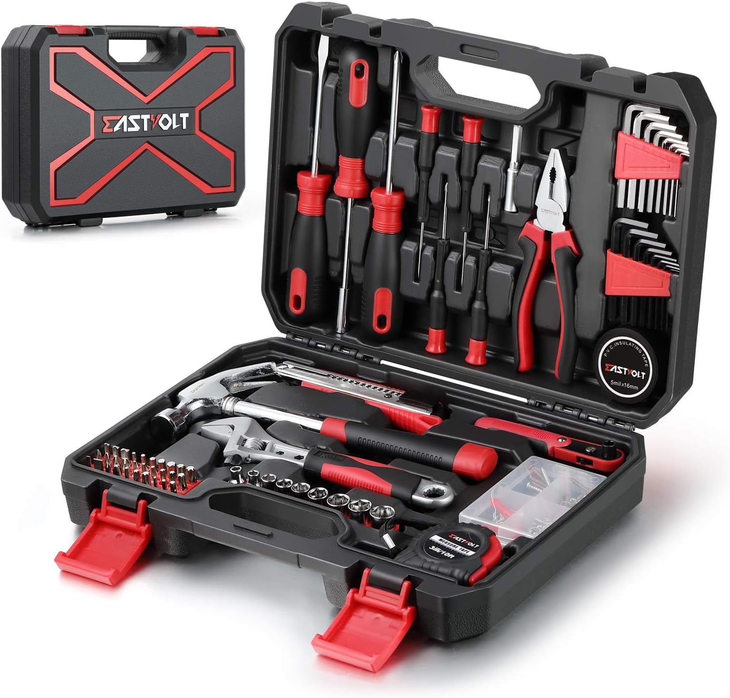 Eastvolt 128-Piece Home Repair Tool Set, Tool Sets for Homeowners, General Household Hand Tool Set with Storage Toolbox