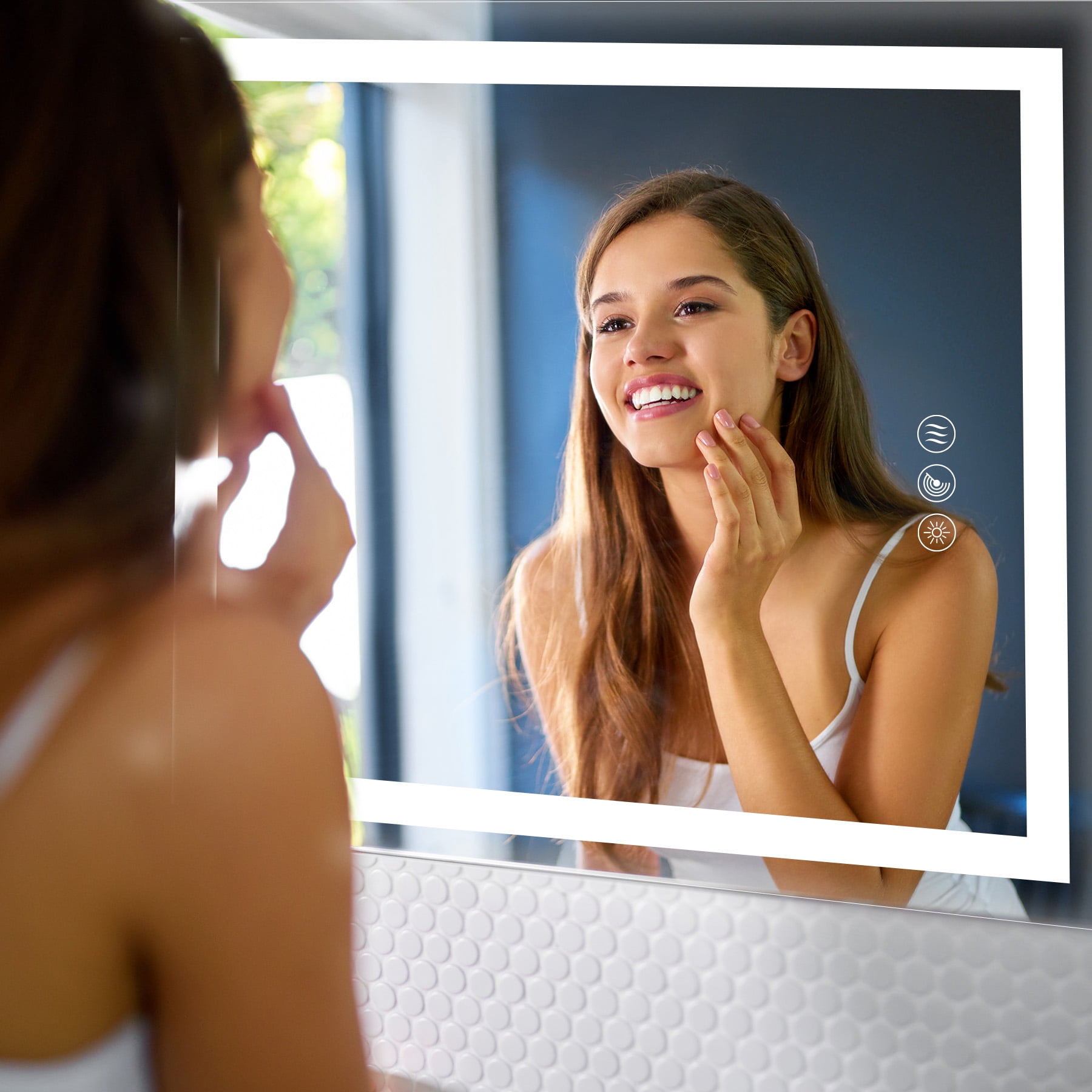 BALUXCA 24"X32" LED Bathroom Mirror with Radar body sensing，Front&Back Lights, Anti-Fog, Dimmable, 3-Color Memory Function，HD Tempered Glass UL-Listed Driver