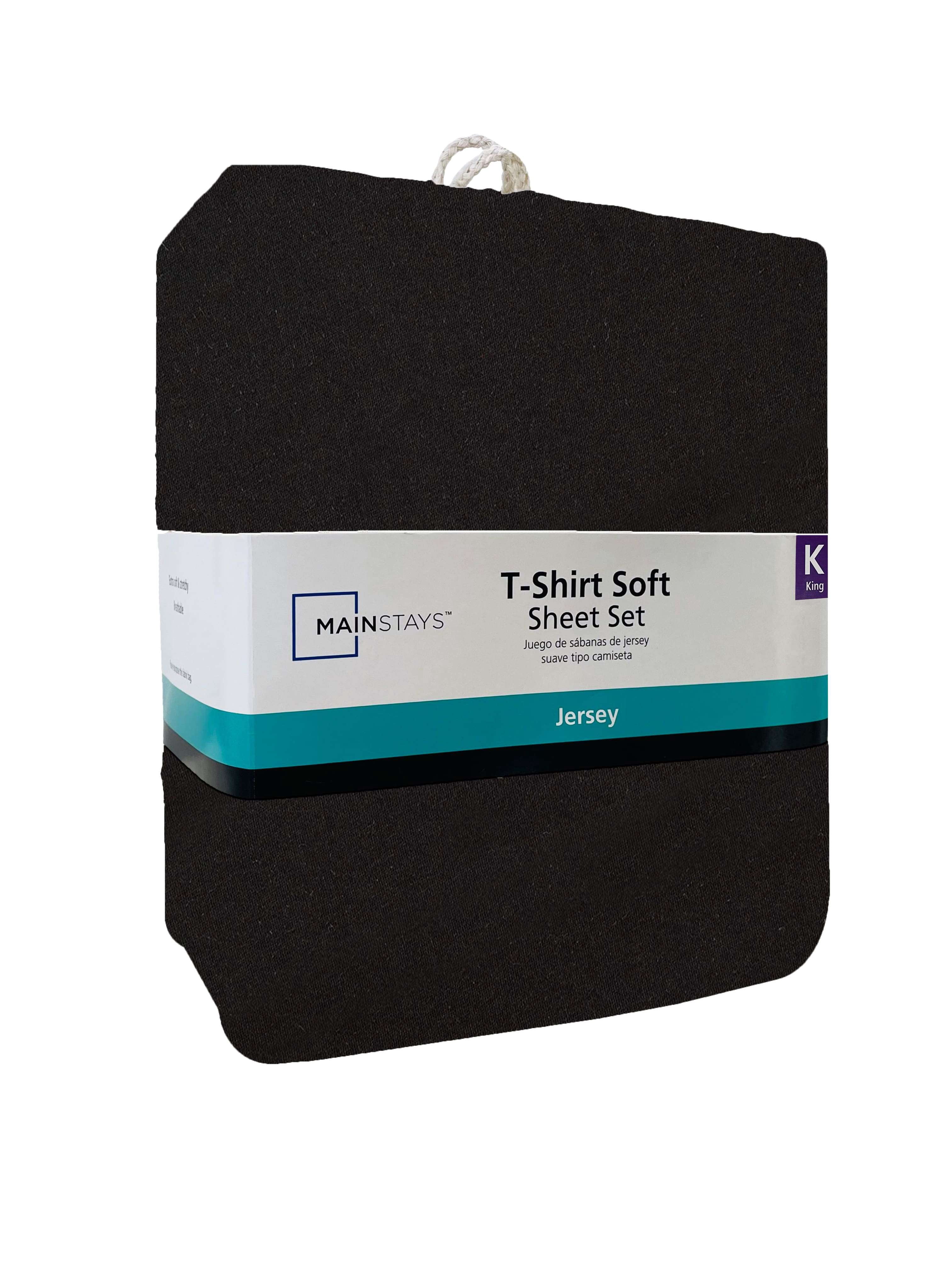 Mainstays Extra Soft Jersey Bed Sheet Set, King, Rich Black, 4 Pieces